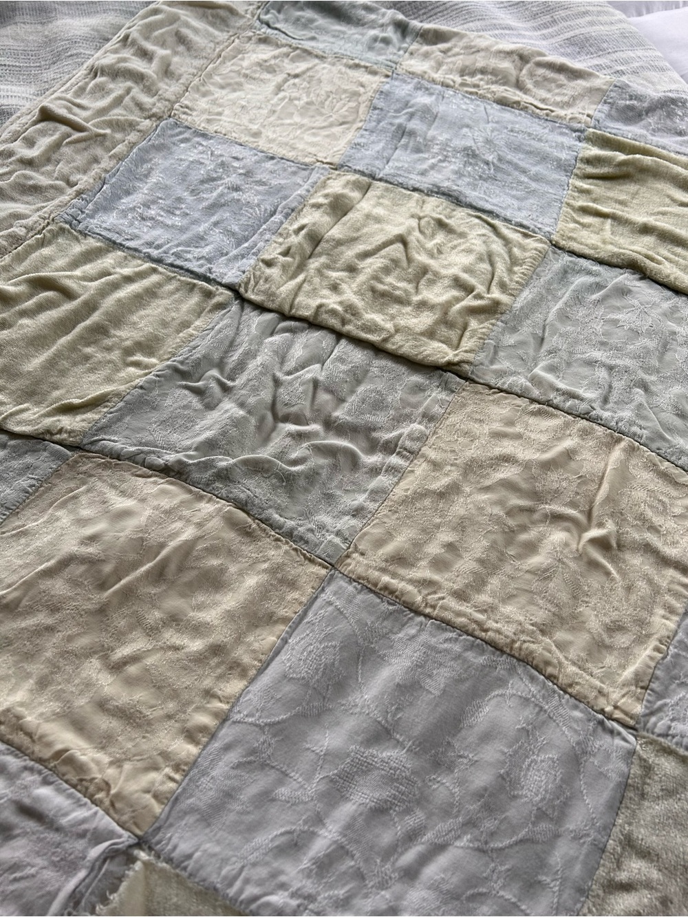 April Cornell Patchwork Throw in Cream and Light Gray